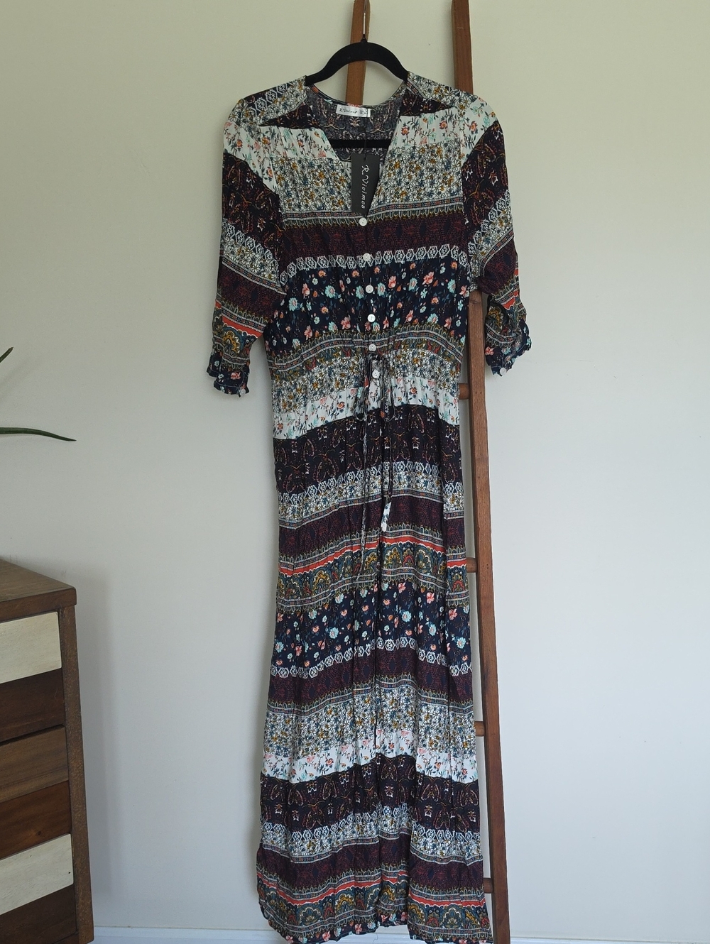 Bohemian Floral Tiered Maxi Dress - Multicolor
